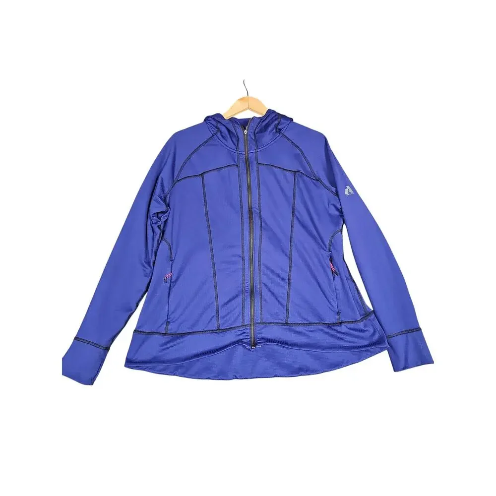 Eddie Bauer Jacket Mens 2XL Blue First Ascent Hooded Fleece Full Zip Performance